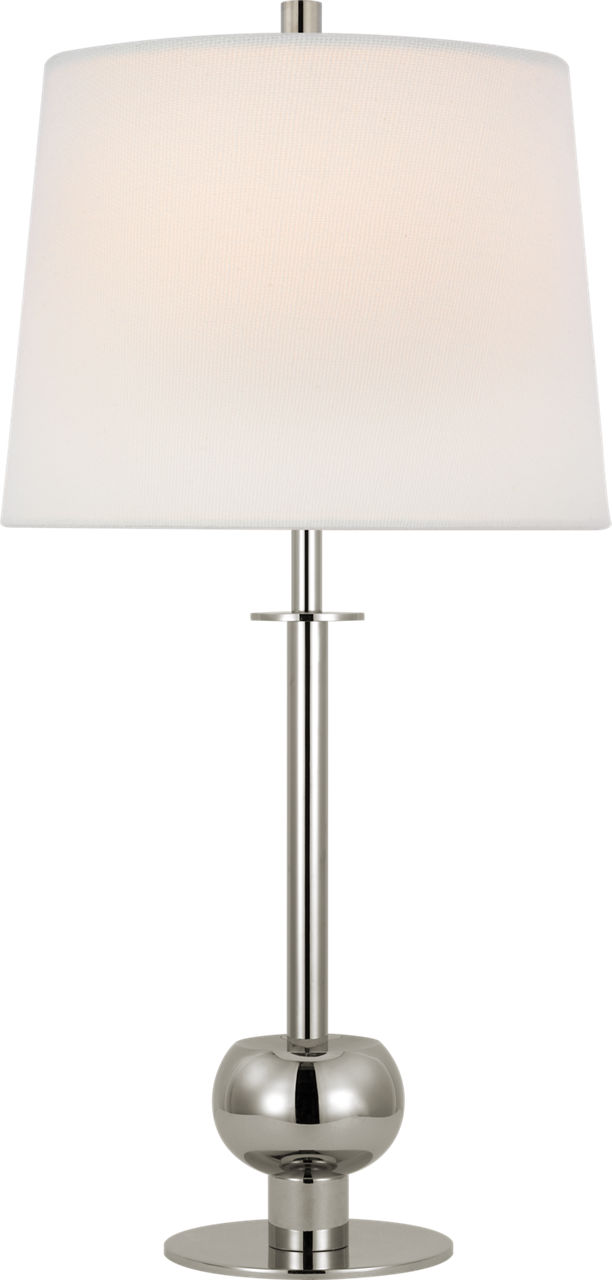 Comtesse Medium Table Lamp in Polished Nickel with Linen Shade