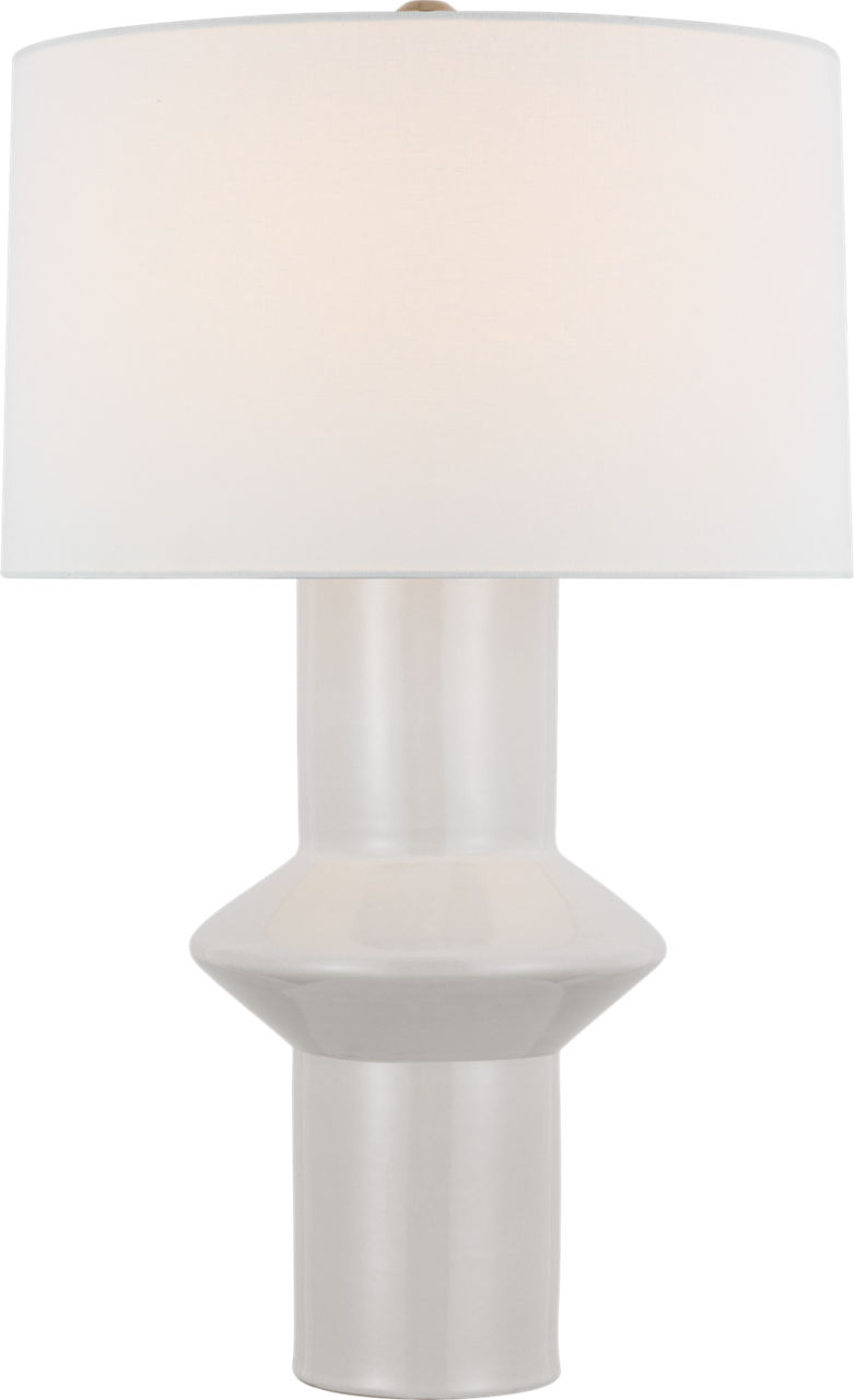 Maxime Medium Table Lamp in New White with Linen Shade