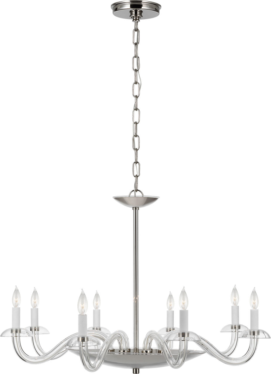 Brigitte Large Chandelier in Clear Glass and Polished Nickel
