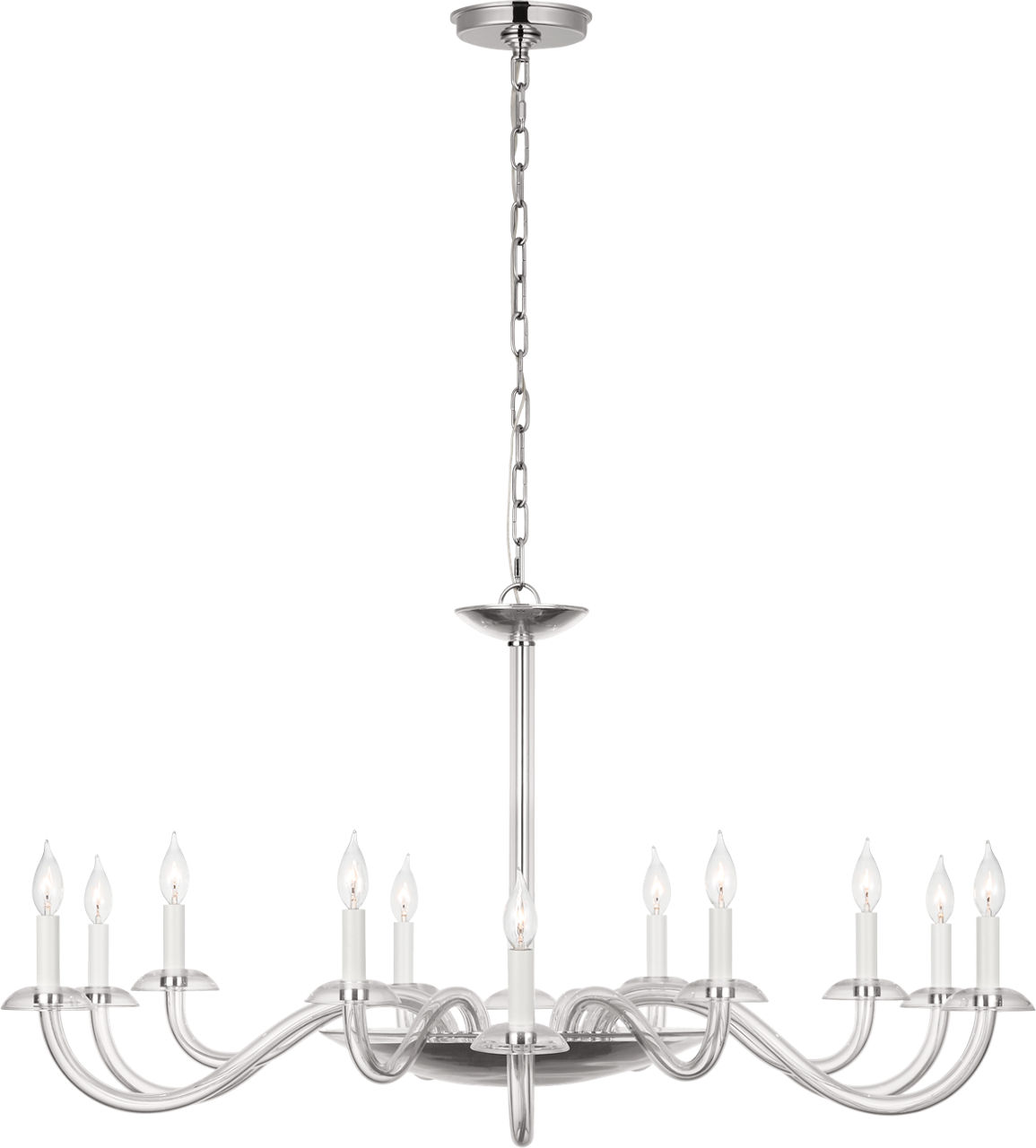 Brigitte Grande Chandelier in Clear Glass and Polished Nickel
