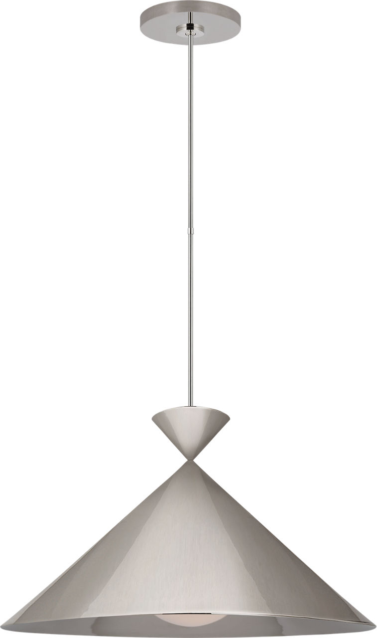 Orsay Grande Pendant in Polished Nickel with White Glass