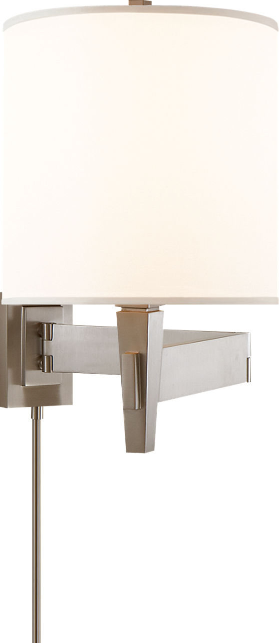 Architect's Swing Arm in Brushed Chrome with Silk Shade