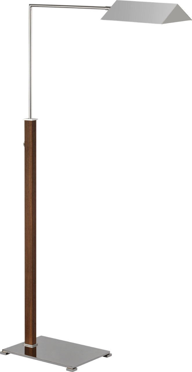 Copse Medium Pharmacy Floor Lamp in Polished Nickel and Walnut