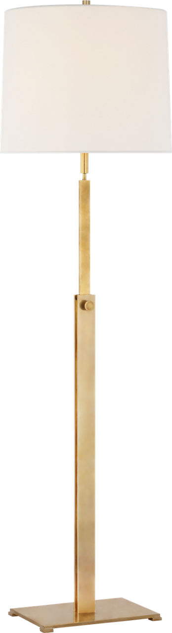 Cadmus Medium Adjustable Floor Lamp in Antique Brass with Linen Shade