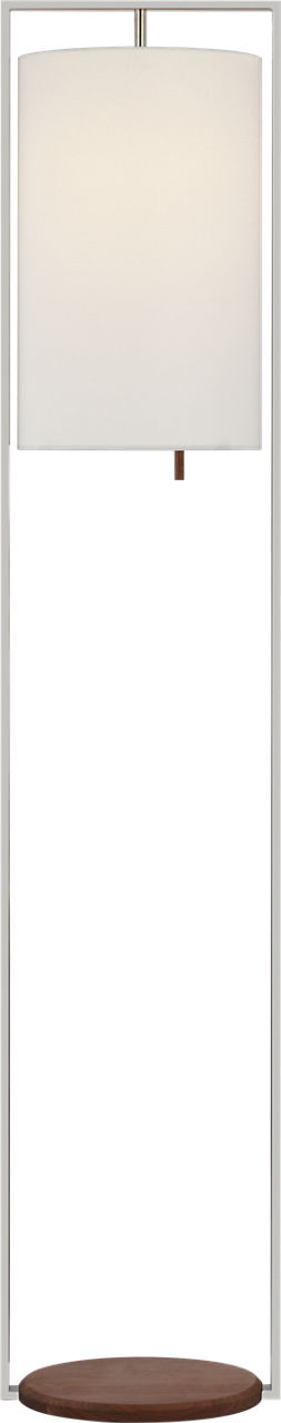 Zenz Medium Floor Lamp in Polished Nickel and Walnut with Linen Shade