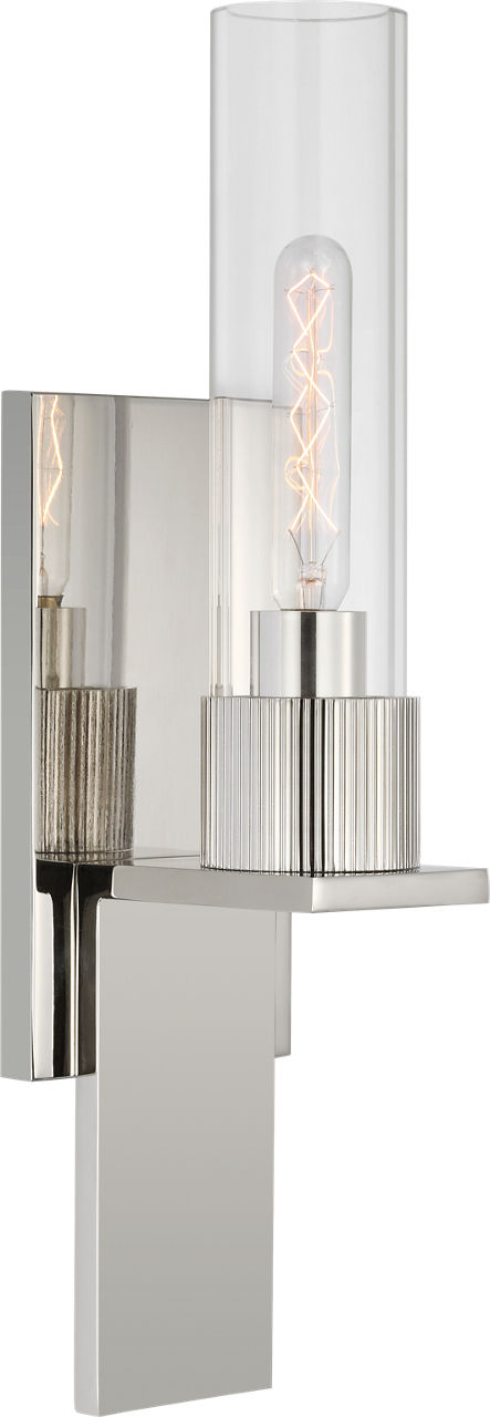 Beza Small Bath Sconce in Polished Nickel with Clear Glass