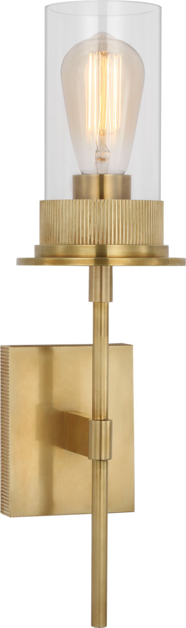 Beza Medium Tail Sconce in Antique Brass with Clear Glass