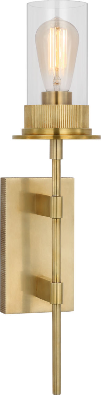 Beza Large Tail Sconce in Antique Brass with Clear Glass