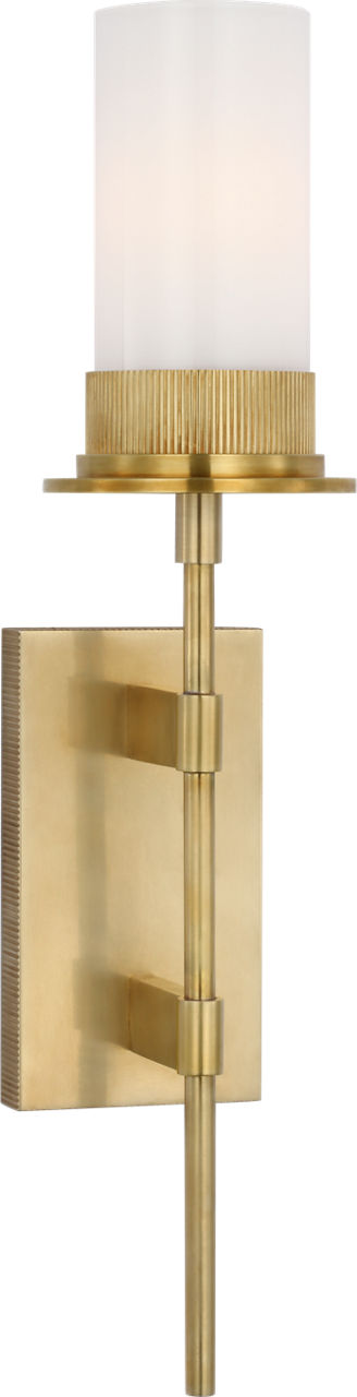 Beza Large Tail Sconce in Antique Brass with White Glass