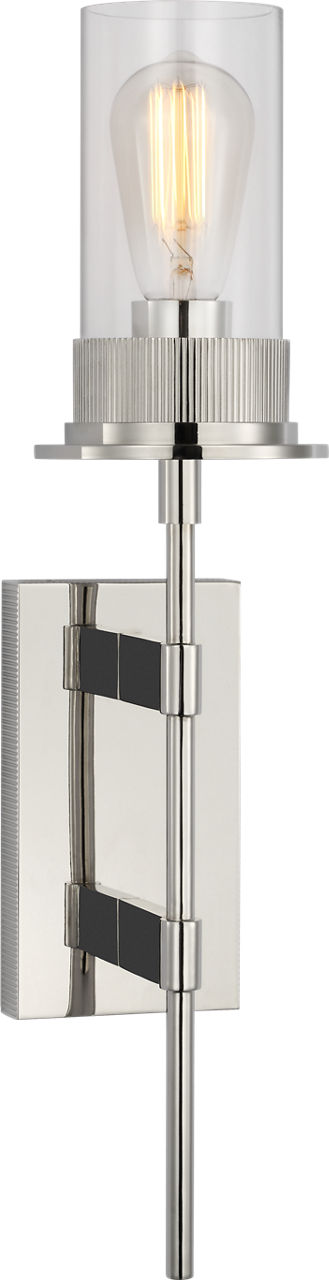 Beza Large Tail Sconce in Polished Nickel with Clear Glass