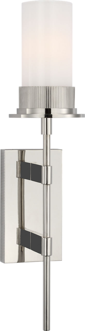 Beza Large Tail Sconce in Polished Nickel with White Glass