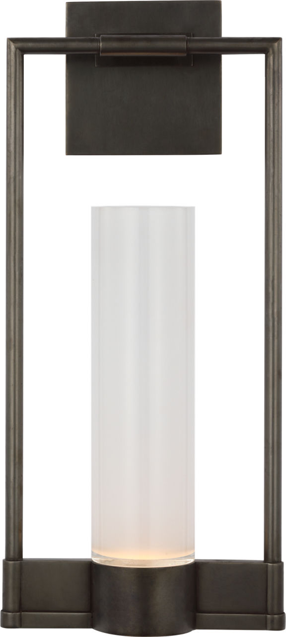 Lucid Single Bracketed Sconce in Bronze with Frosted Glass
