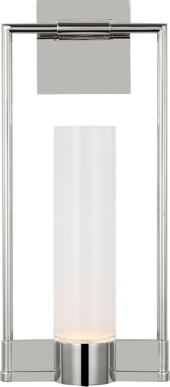 Lucid Single Bracketed Sconce in Polished Nickel with Frosted Glass