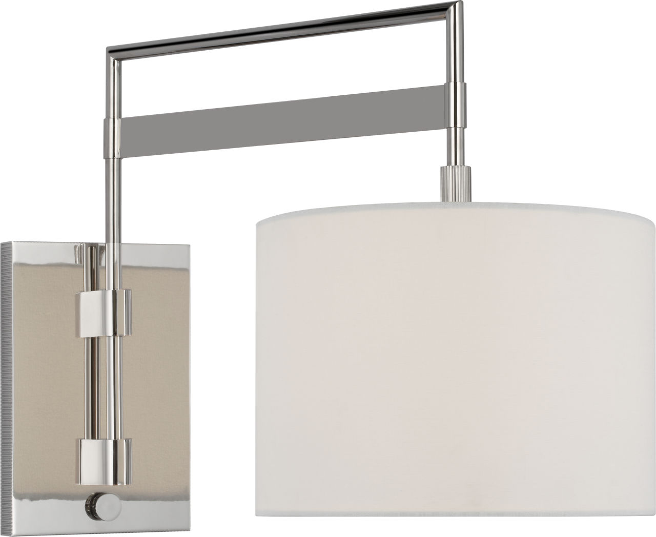 Gael Medium Articulating Wall Light in Polished Nickel with Linen Shade
