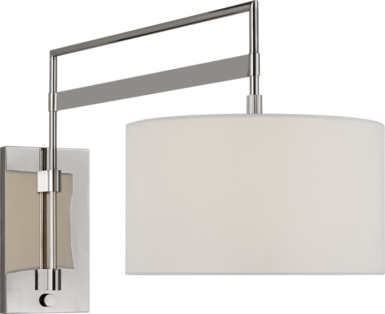 Gael Large Articulating Wall Light in Polished Nickel with Linen Shade