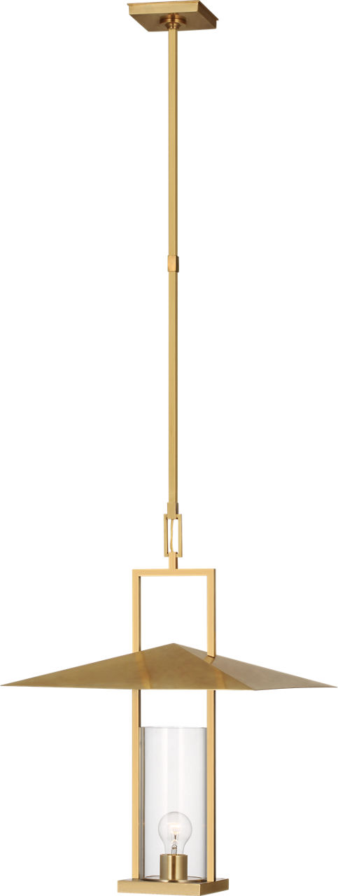 Amity 18" Lantern in Antique Brass with Clear Glass