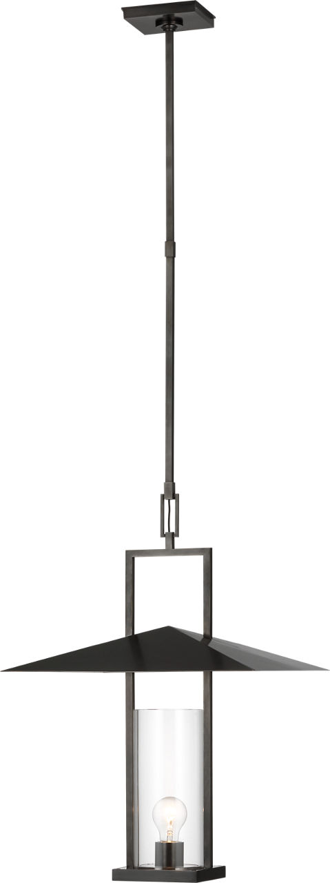 Amity 18" Lantern in Bronze and Brass with Clear Glass