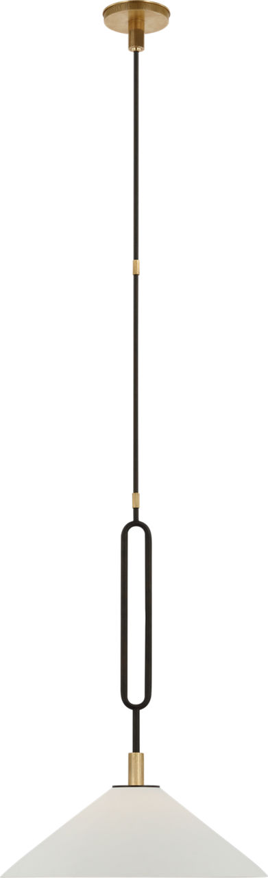 Argo 19" Pendant in Warm Iron and Antique Brass with Bisque Shade