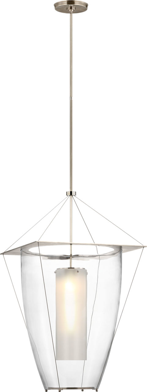 Ovalle 20" Lantern in Antique Nickel with Clear Glass