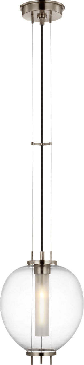 Taro 9" Pendant in Antique Nickel with Clear Glass