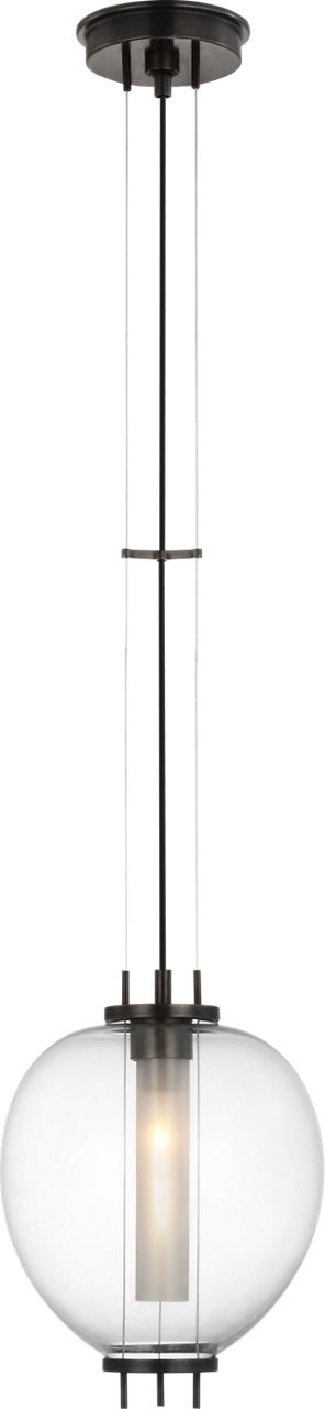 Taro 9" Pendant in Bronze with Clear Glass