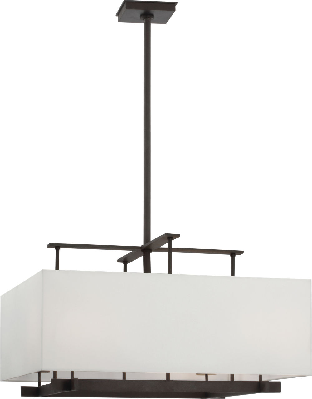 Jase Extra Large Hanging Shade in Warm Iron with Linen Shade