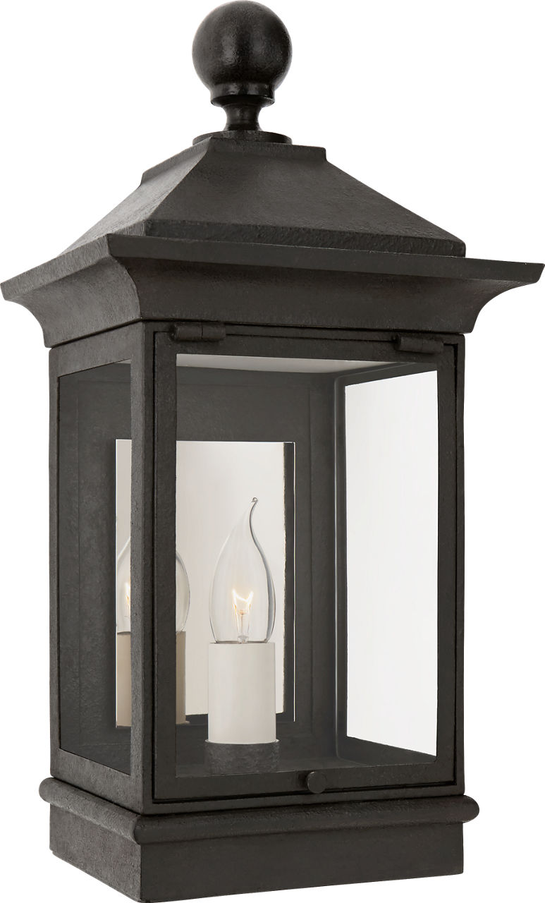 Rosedale Petite 3/4 Wall Lantern in French Rust with Clear Glass