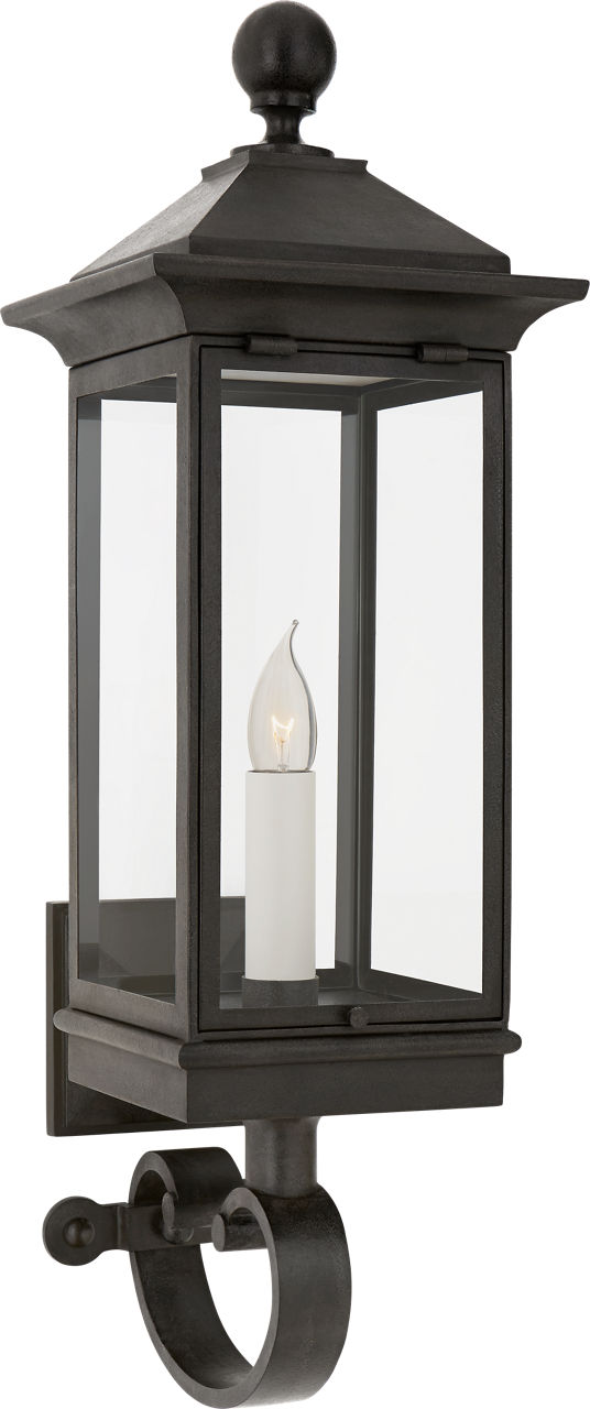 Rosedale Petite Bracketed Wall Lantern in French Rust with Clear Glass