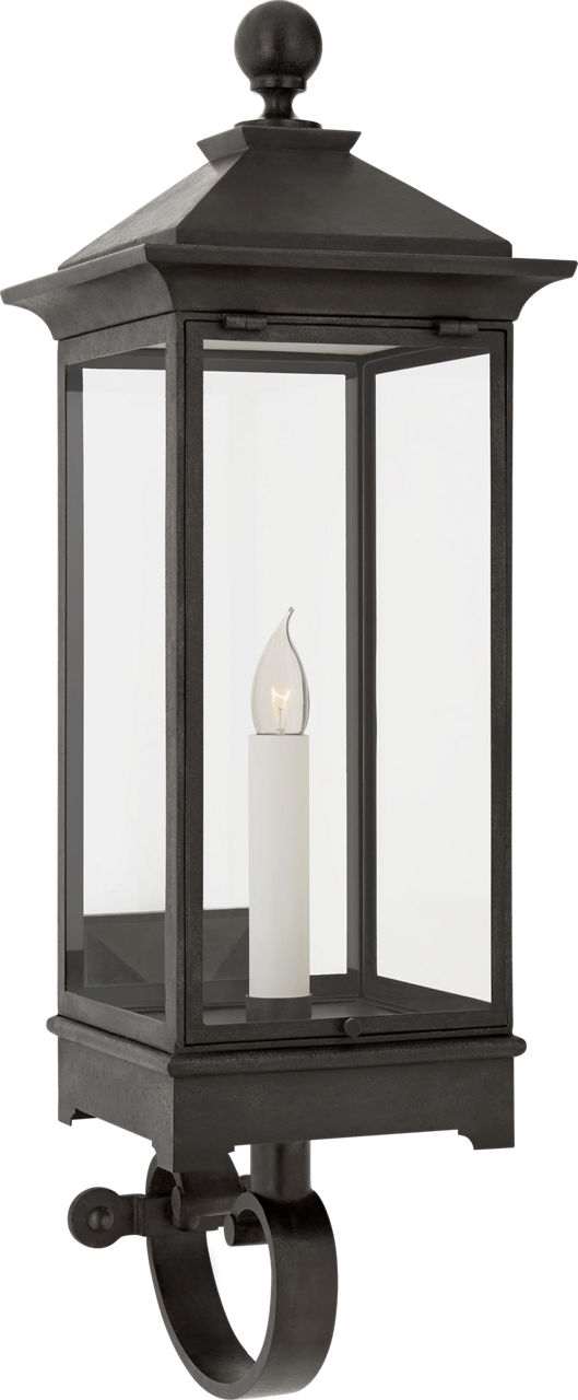 Rosedale Small Bracketed Wall Lantern in French Rust with Clear Glass