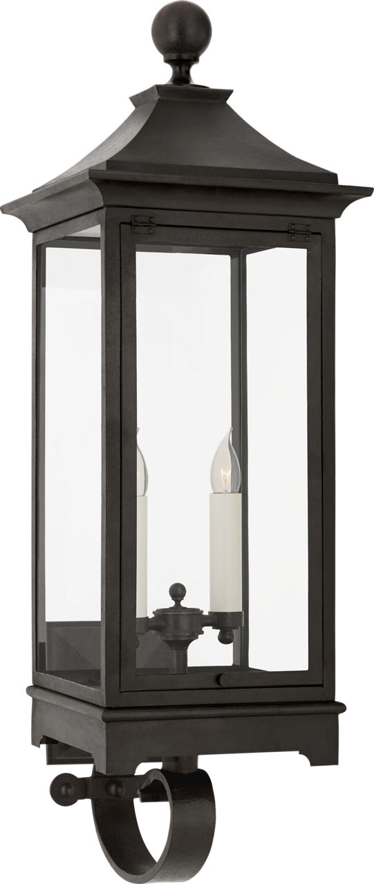 Rosedale Medium Bracketed Wall Lantern in French Rust with Clear Glass