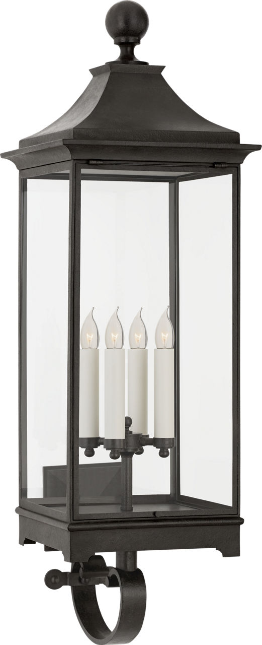 Rosedale Large Bracketed Wall Lantern in French Rust with Clear Glass