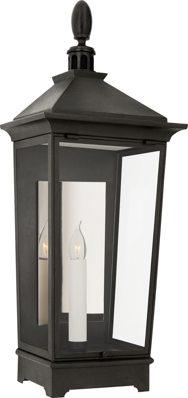 Rosedale Classic Small Tall 3/4 Wall Lantern in French Rust with Clear Glass
