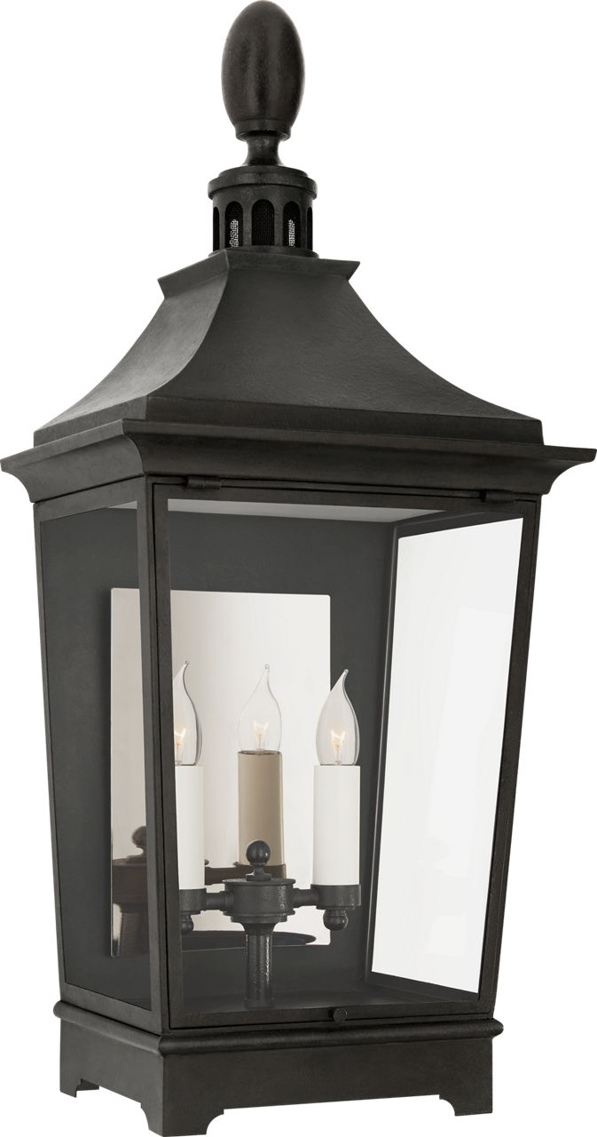 Rosedale Classic Medium 3/4 Wall Lantern in French Rust with Clear Glass