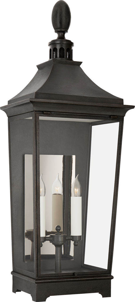 Rosedale Classic Medium Tall 3/4 Wall Lantern in French Rust with Clear Glass