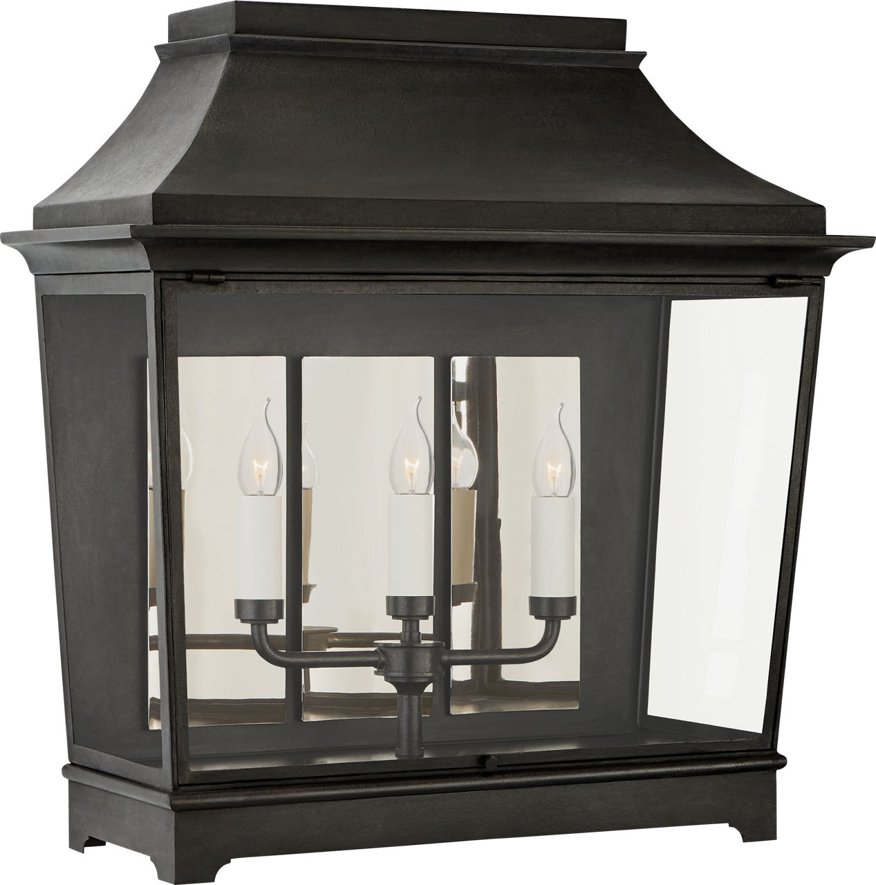 Rosedale Classic Wide 3/4 Wall Lantern in French Rust with Clear Glass