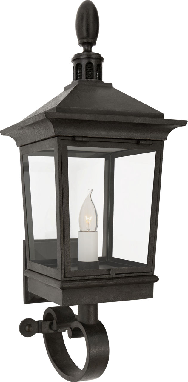 Rosedale Classic Petite Bracketed Wall Lantern in French Rust with Clear Glass
