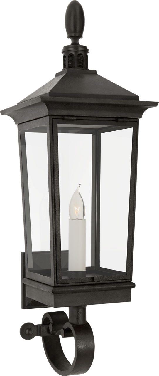 Rosedale Classic Petite Tall Bracketed Wall Lantern in French Rust with Clear Glass