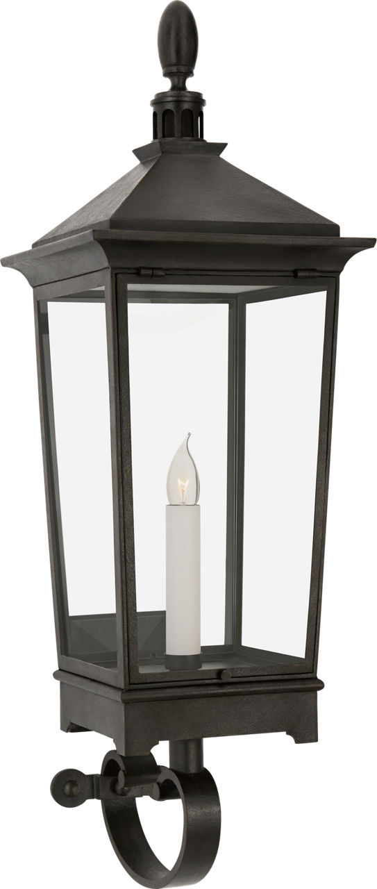 Rosedale Classic Small Tall Bracketed Wall Lantern in French Rust with Clear Glass