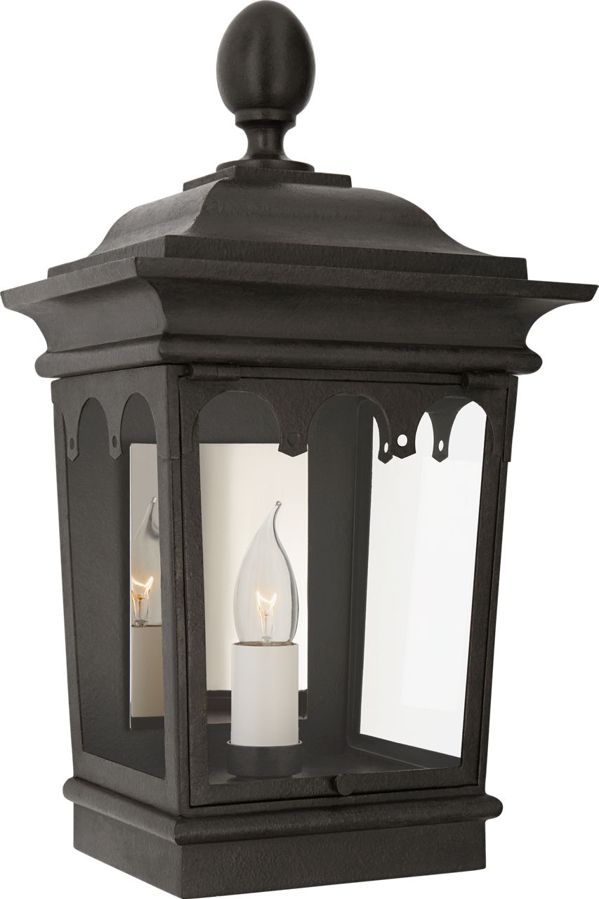 Rosedale Grand Petite 3/4 Wall Lantern in French Rust with Clear Glass