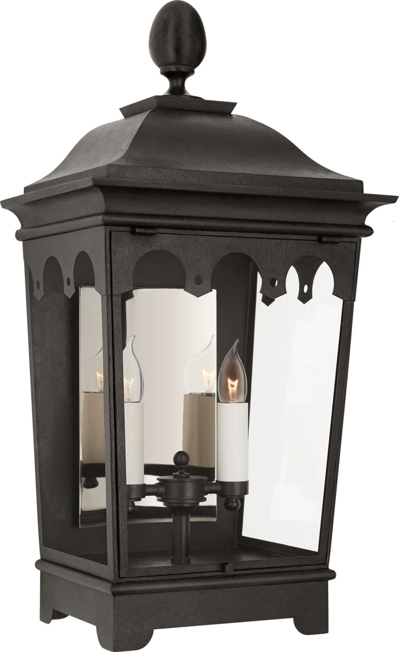 Rosedale Grand Medium 3/4 Wall Lantern in French Rust with Clear Glass