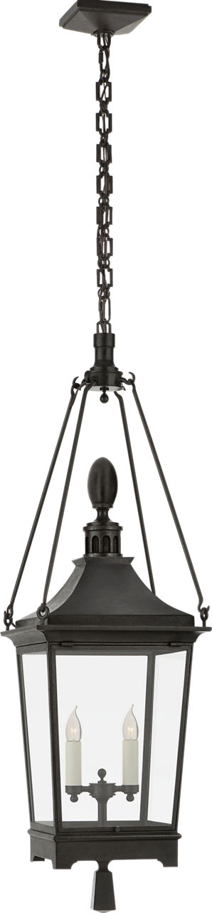 Rosedale Classic Medium Hanging Lantern in French Rust with Clear Glass