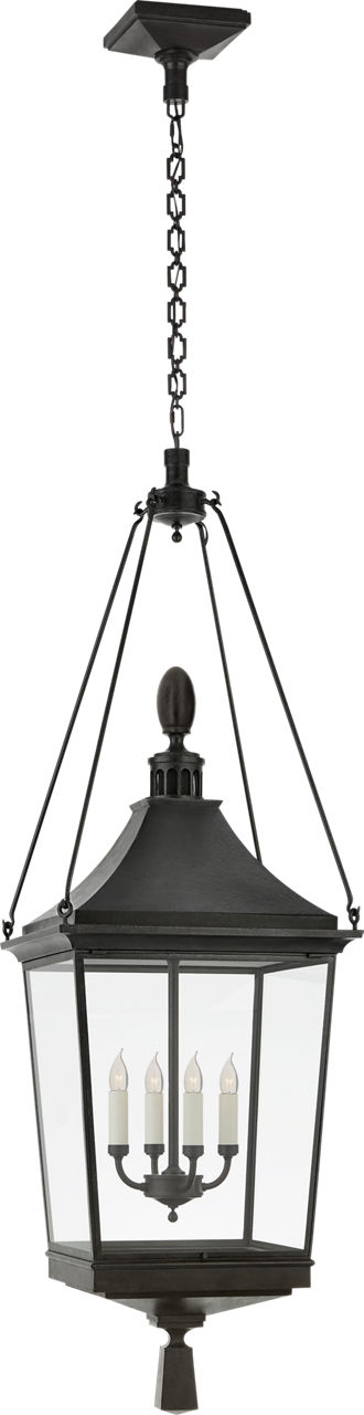 Rosedale Classic Large Hanging Lantern in French Rust with Clear Glass