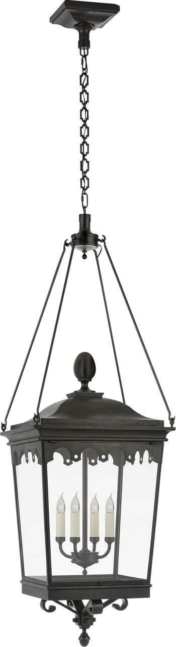 Rosedale Grand Large Hanging Lantern in French Rust with Clear Glass