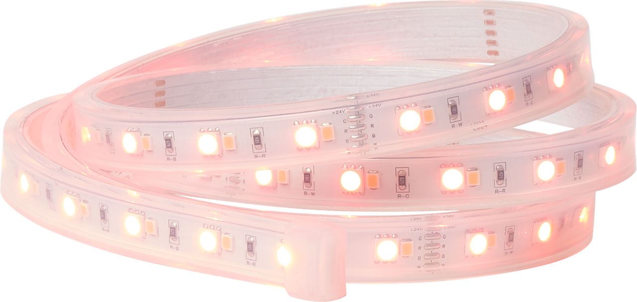 IP67-rated flexible RGBW LED strip delivers brilliant color and flicker-free illumination for wet environments. Features tunable white from 3000K-5000K and can be used independently or with RGB for expanded color palette. - alternate view