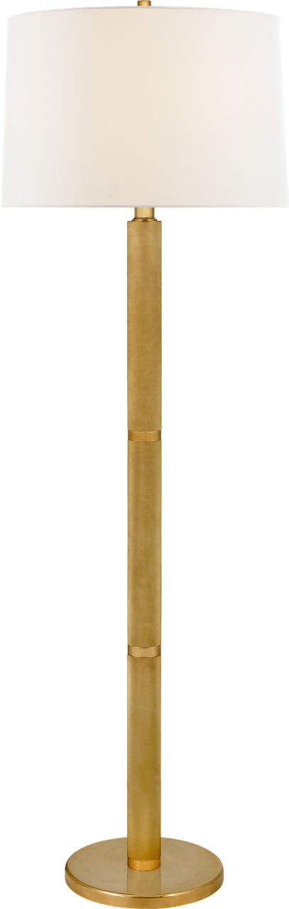 Barrett Large Knurled Floor Lamp in Natural Brass with Linen Shade
