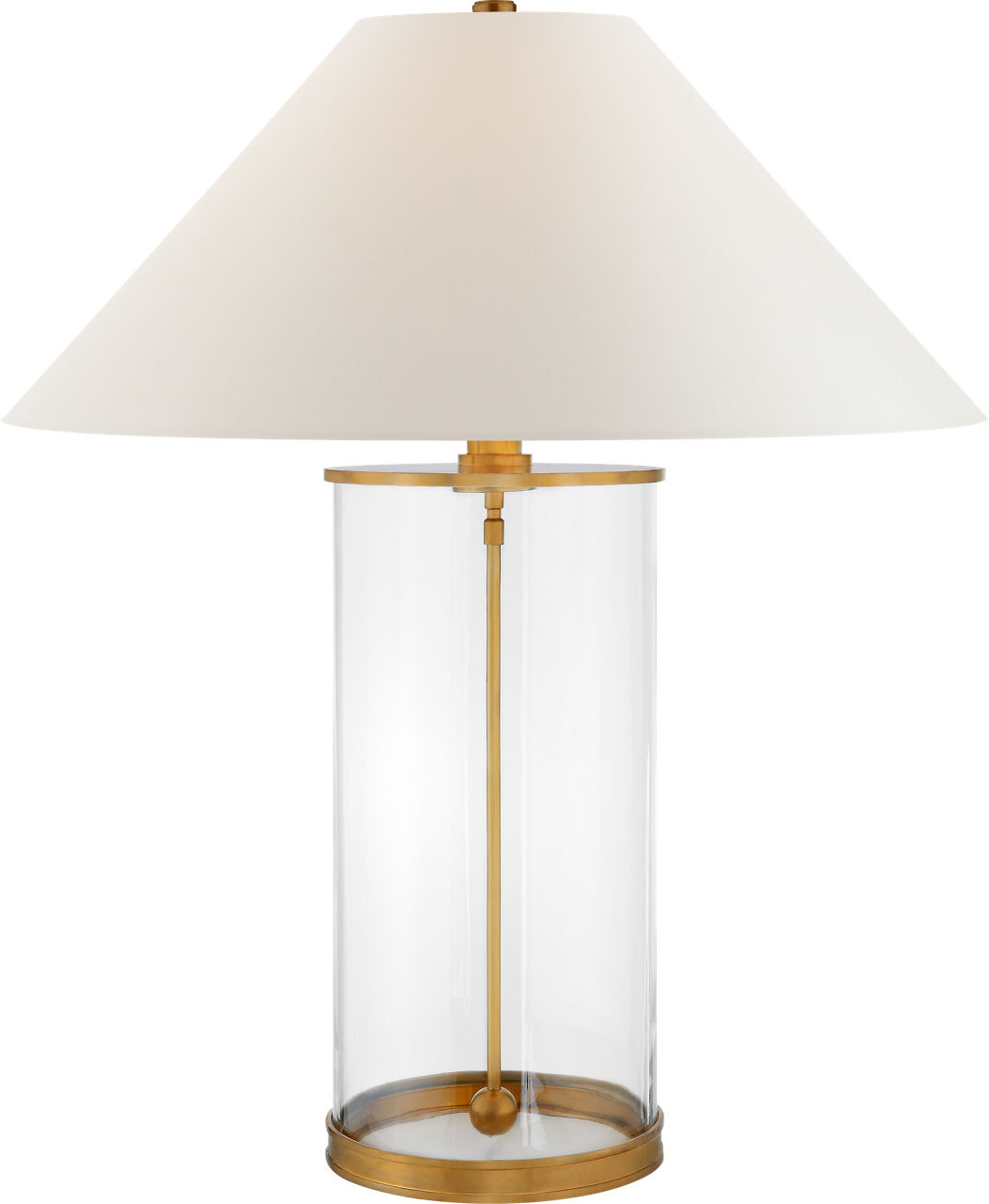Modern Table Lamp in Natural Brass with White Paper Shade