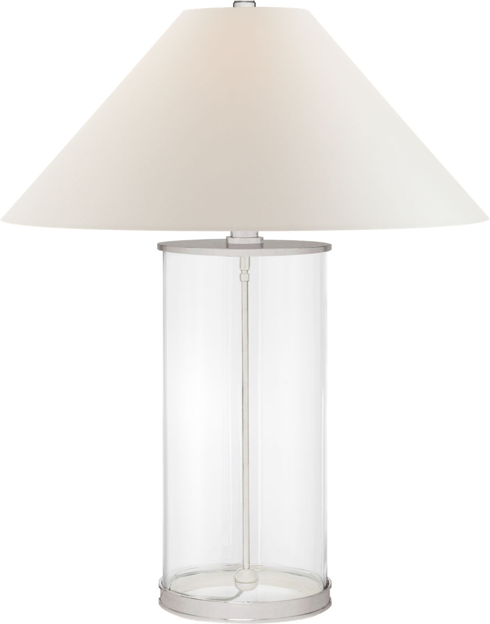 Modern Table Lamp in Polished Silver with White Paper Shade