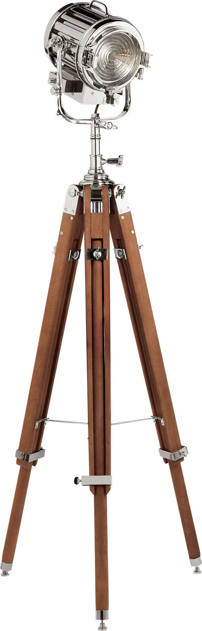 Montauk Search Light Floor Lamp in Mahogany and Polished Nickel