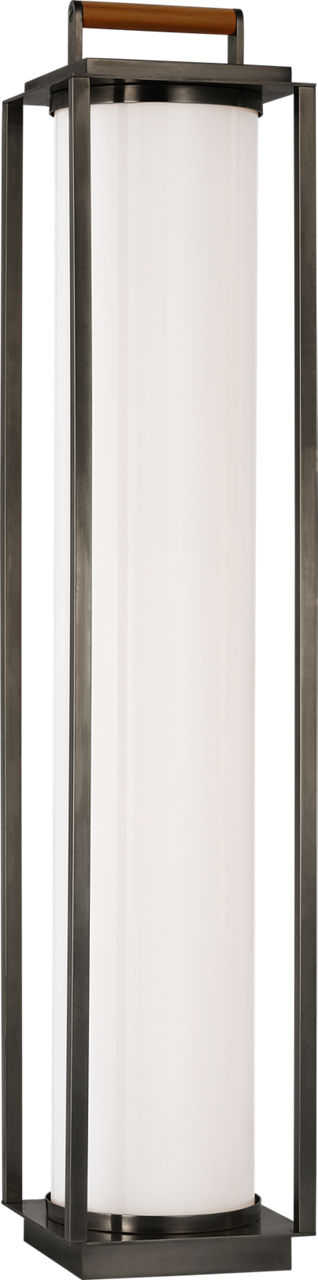 Northport Floor Lantern in Bronze and Teak with White Glass