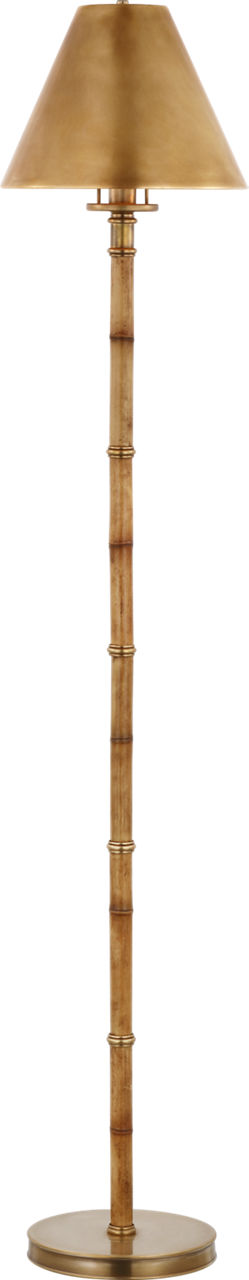 Dalfern Petite Reading Floor Lamp in Waxed Bamboo and Natural Brass with Natural Brass Shade